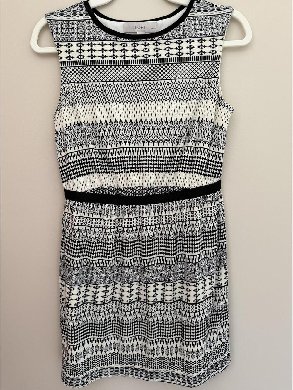 PS Loft Tencel Lyocell/Poly Black & Cream Dress - Lined